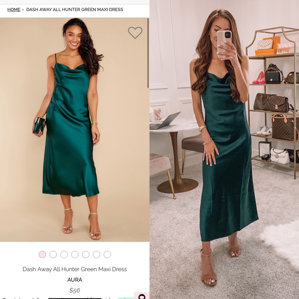 Green Maxi Satin Dress